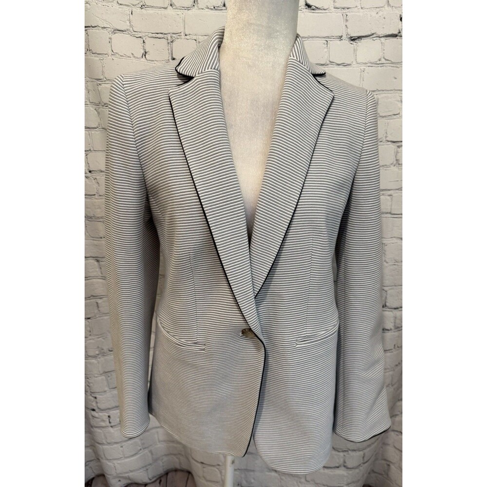 Ann Taylor Jacket Size Hutton Blazer in Stripe Concrete Blue White Size 6